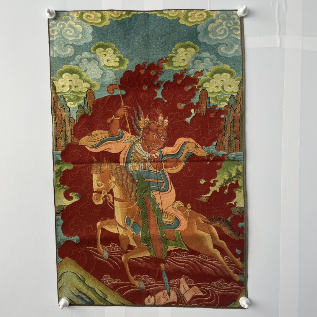 Embroidery Horse - Pantalla colgante Thangka de 35' con