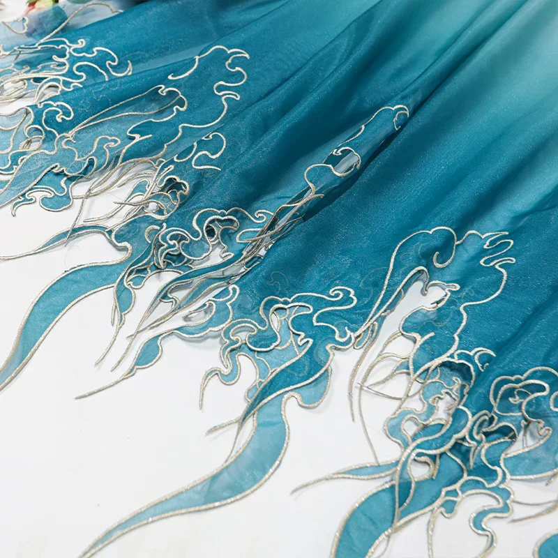 Embroidery Wedding - Tela con Bordado Estilo Chino, Degradado