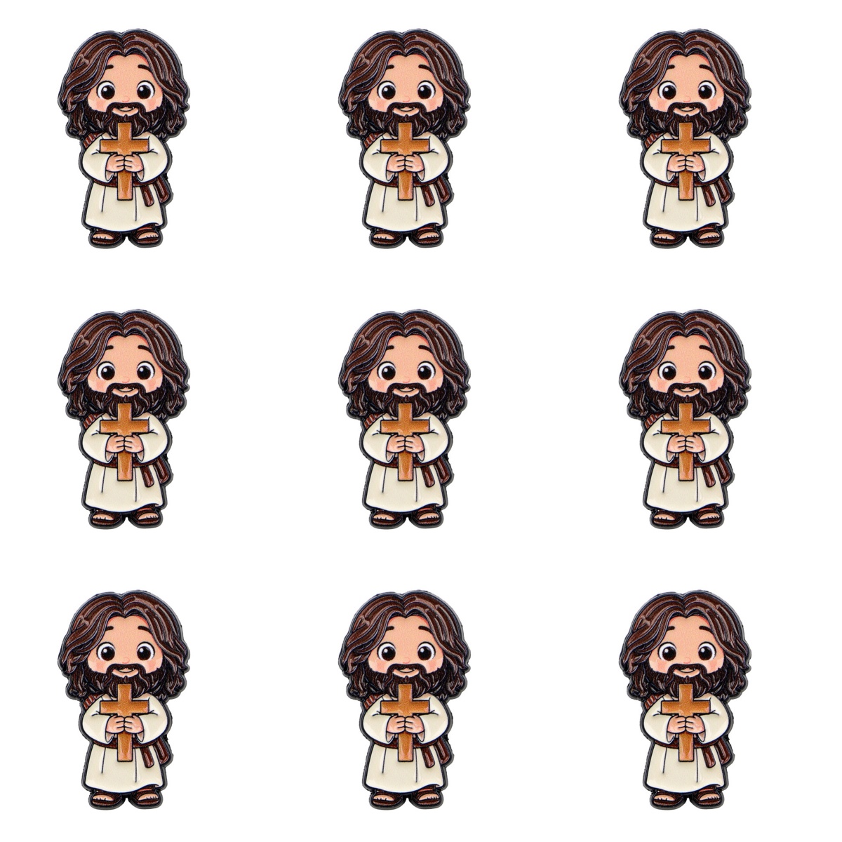 Embroidery Jesus - Juego de 9 broches de esmalte