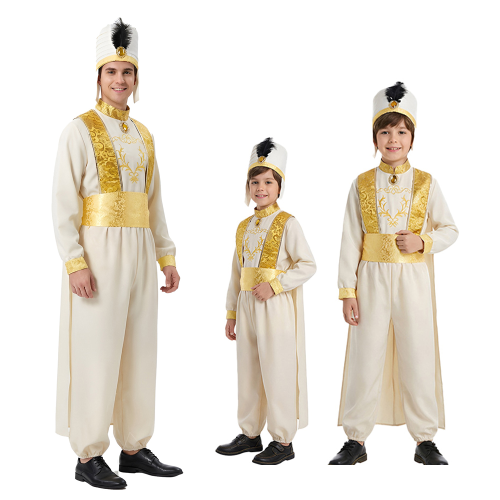Embroidery Gold - Disfraz de Aladdin para adultos, traje