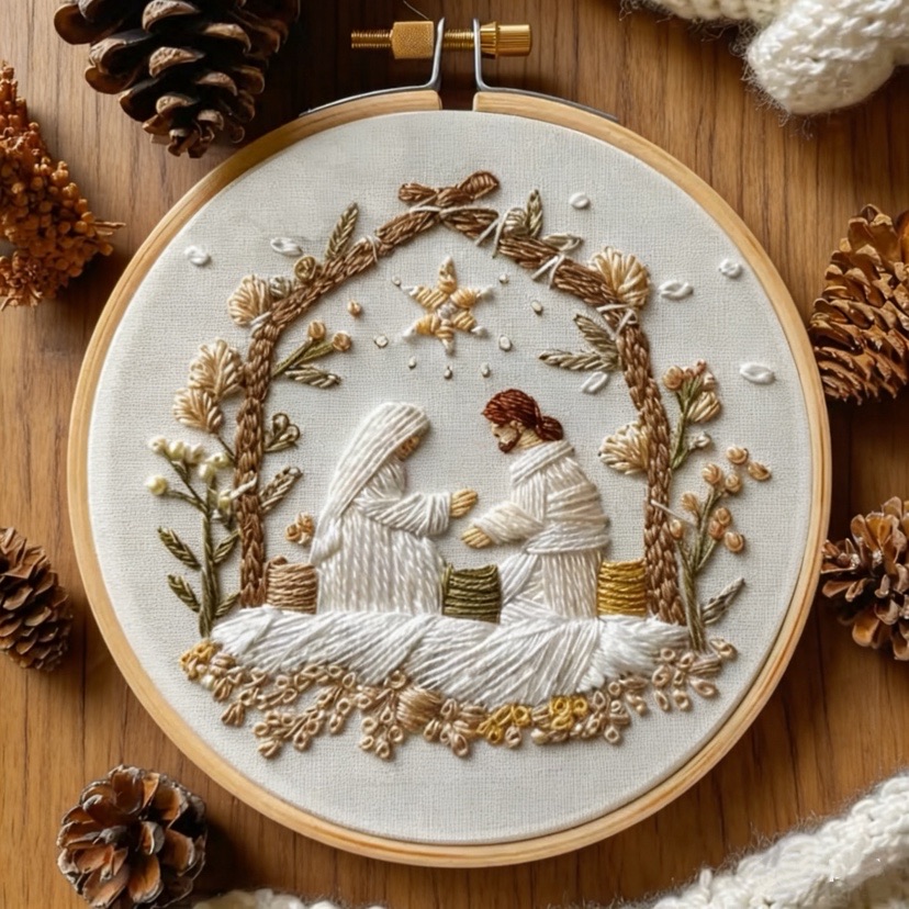 Embroidery Kit Set - Kit de bordado navideño de nacimiento