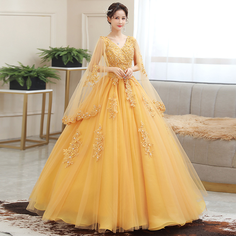 Embroidery Gold - Nuevo Vestido Largo con Bordado Dorado,