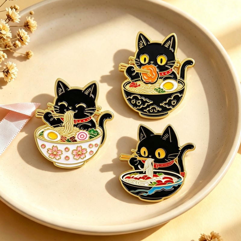 Lindo Pin Esmaltado de Gato Ne - Embroidery Wallpaper reseña y precio